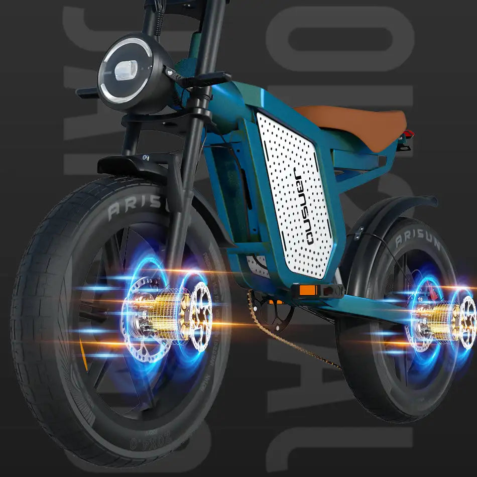 JANSNO Electric Bike 750W Dual Motor 20 Inch Fat Tires