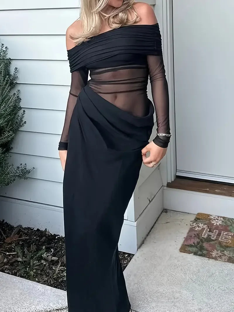 Cheervilla Elegant Off Shoulder Maxi Dress Mermaid Hem