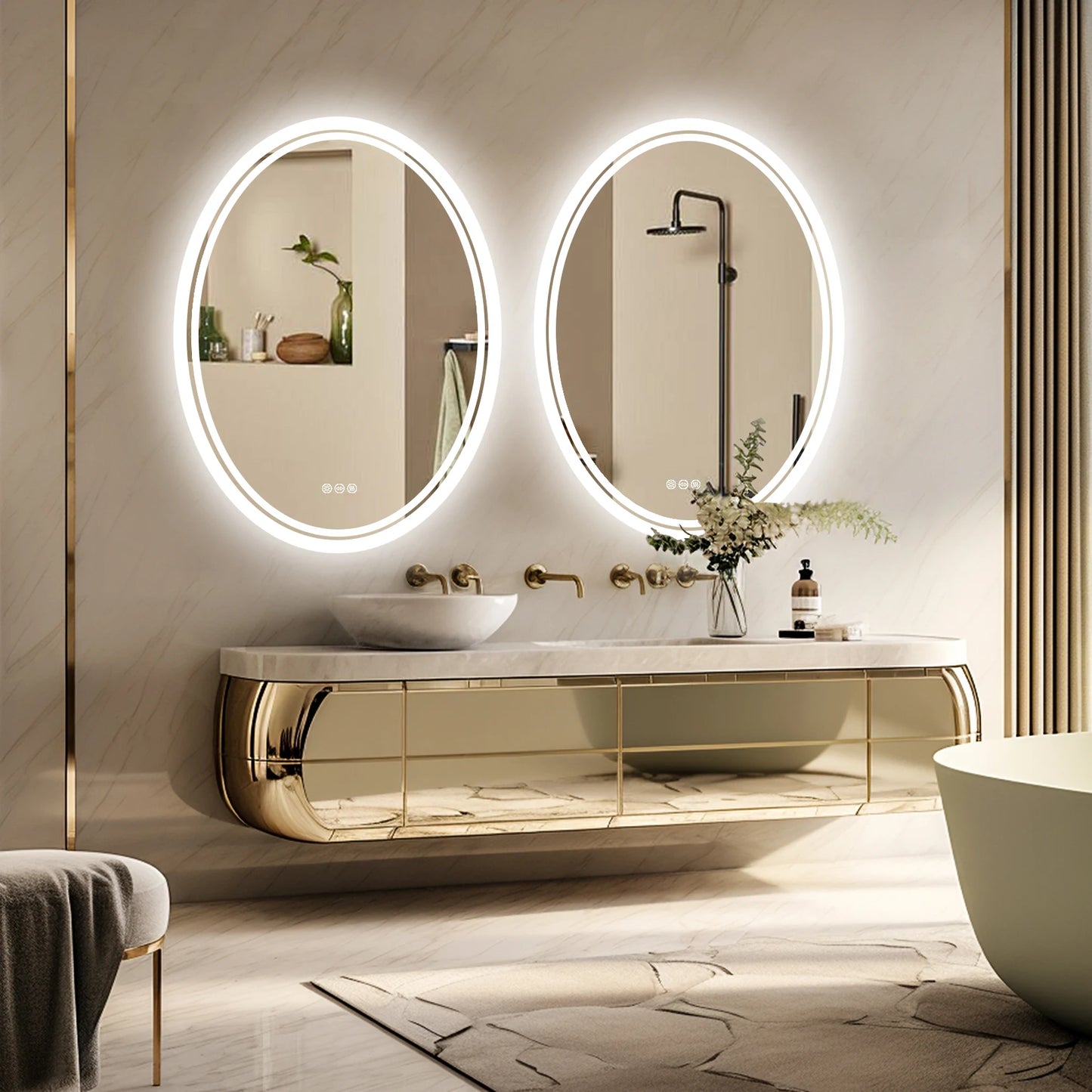 Wisfor LED Backlit Oval Vanity Mirror With Anti Fog Lights