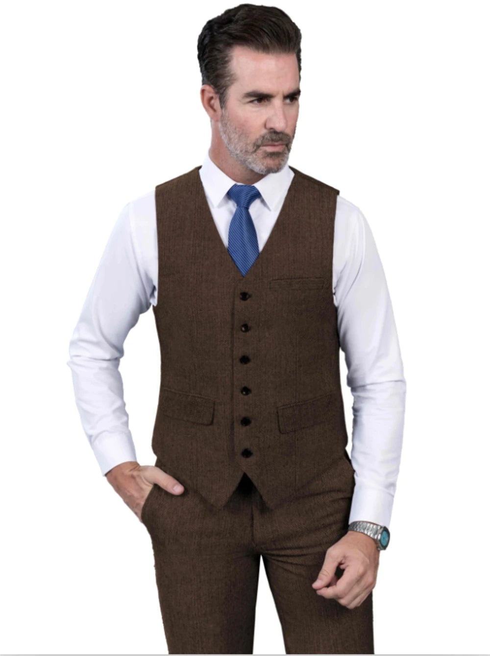 SOLOVEDRESSCN Elegant Tweed Herringbone Three Piece Suit