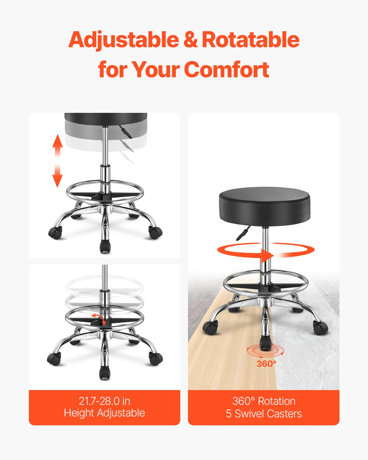 VEVOR Rolling Stool With Wheels For Salon Spa Tattoo Clinic