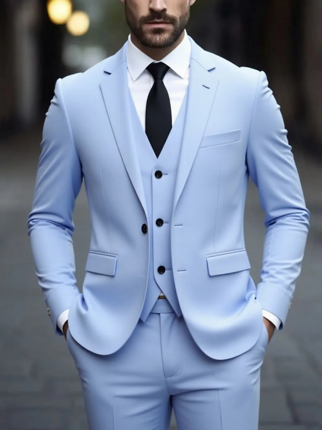 SongwejiECN Men Slim Fit ThreePiece Suit Anti Wrinkle