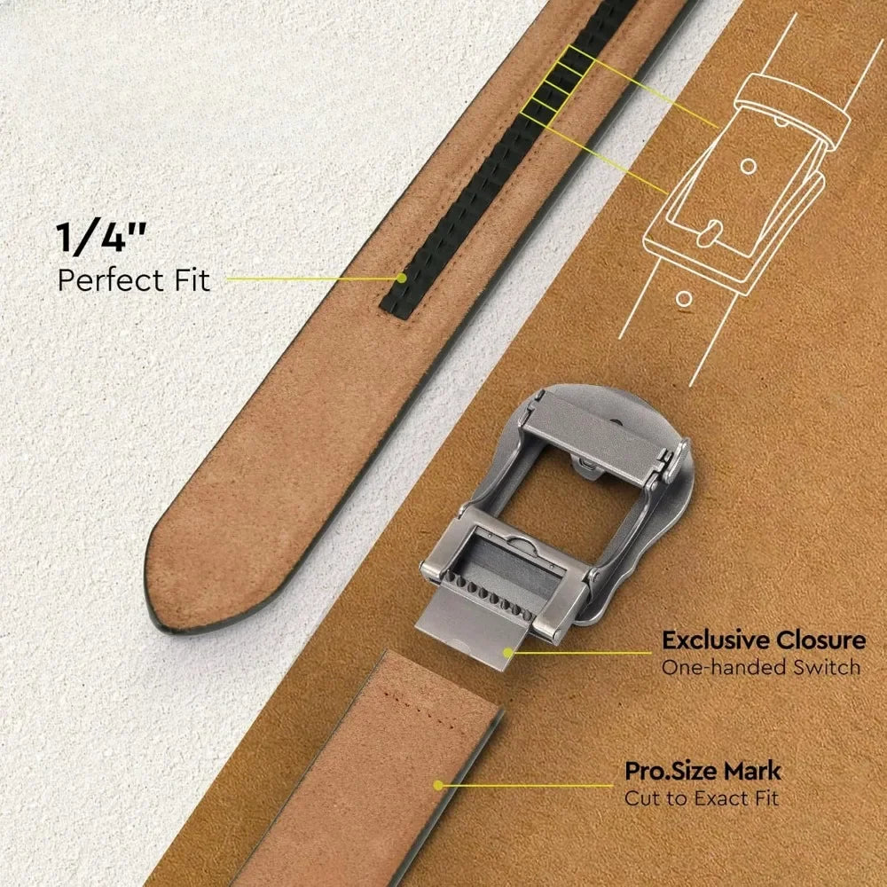 PlusZis Western Leather Ratchet Belt For Men And Women