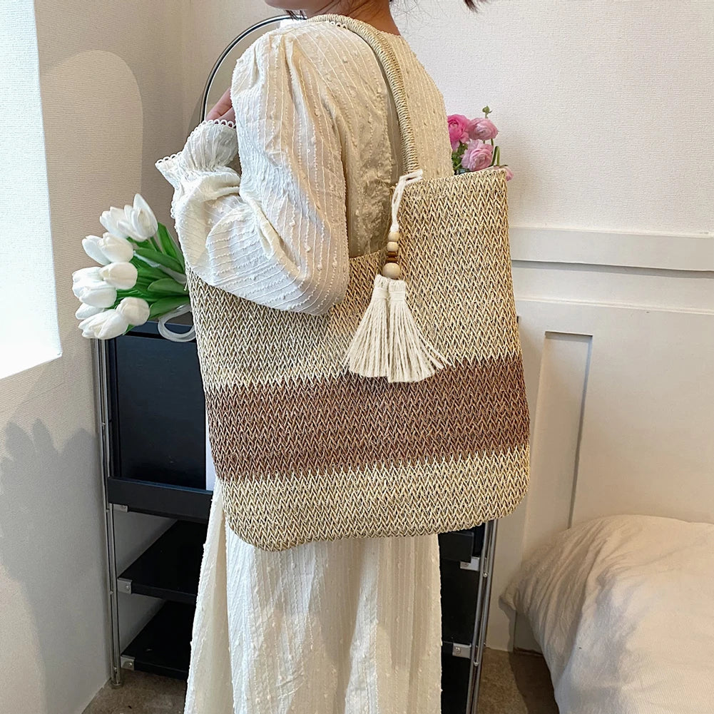 Cheervilla Summer Straw Woven Bag Tassels Shoulder Bag