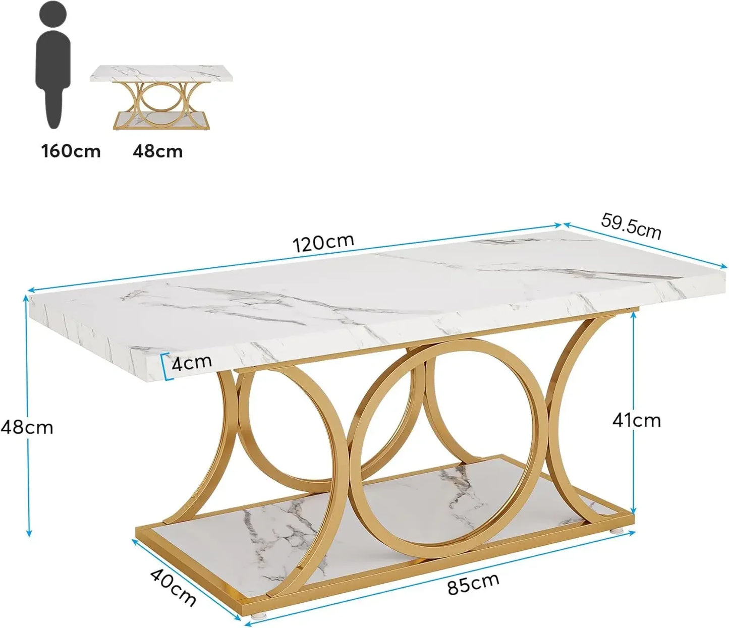 XMSJ Modern Rectangle Coffee Table with Storage Shelf