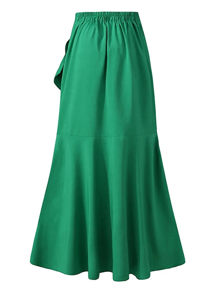 OSHOPLIVECN Irregular Clipping Bandage Falbala Long Skirts