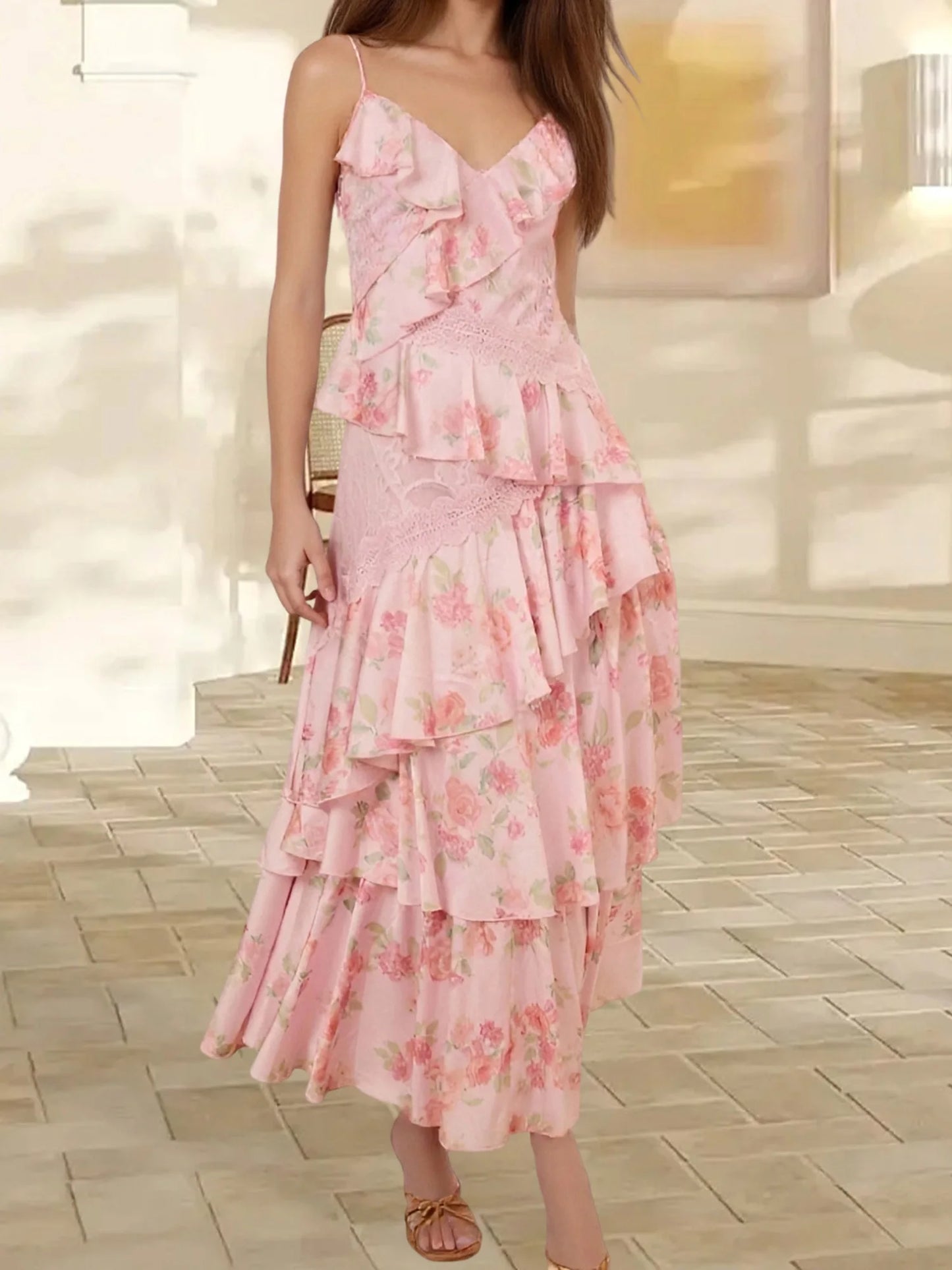 Cheervilla Boho Maxi Dress Off Shoulder Floral Print