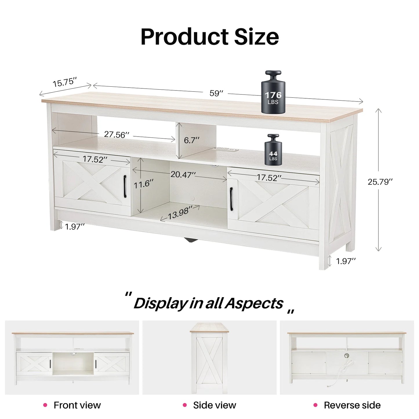 Premium TV Stand With Storage Cabinet And Open Shelves