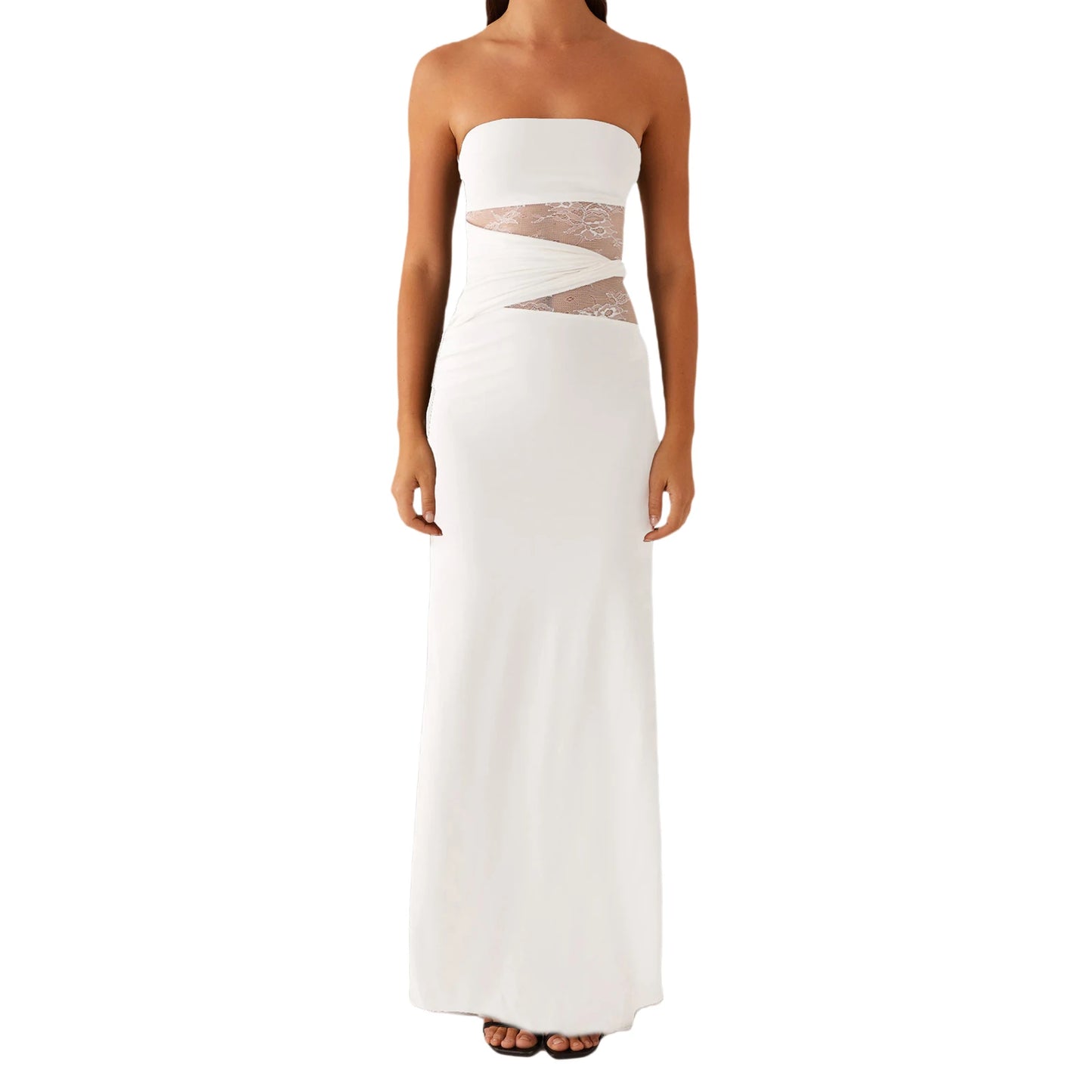 Floral Off Shoulder Maxi Dress With Ruffle Hem Straps