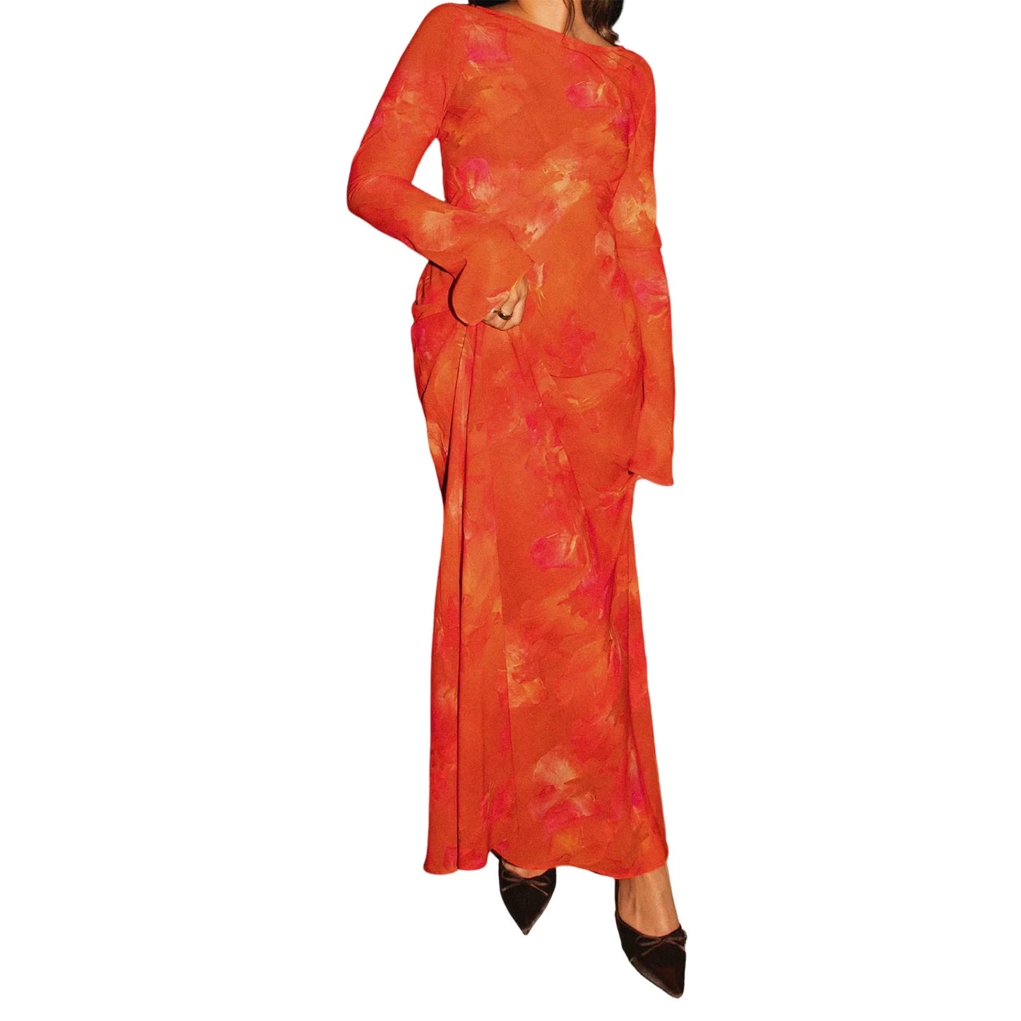 Cheervilla Boho Velvet Maxi Dress Off Shoulder Floral Print