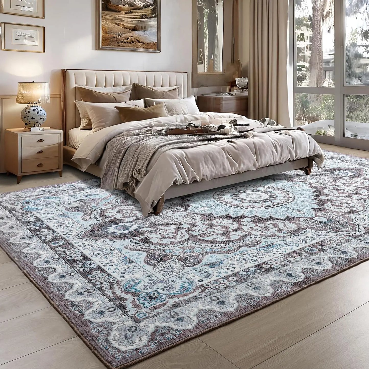 Noahas Living Room Area Rug Non Slip Machine Washable