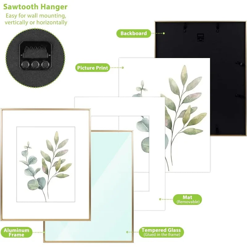 XMSJ Satin Aluminum Picture Frame for Wall Mount Display