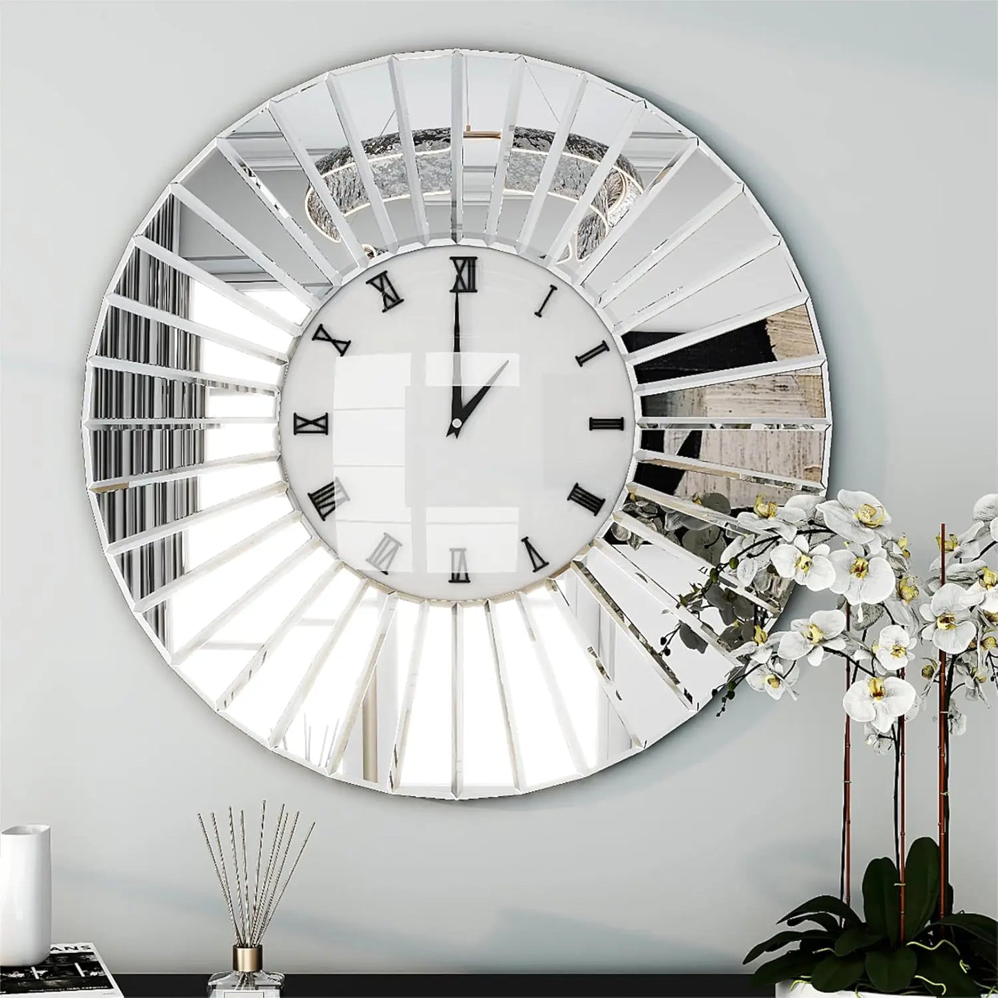 Shyfoy Mirrored Wall Clock For Living Room Luxury Decor