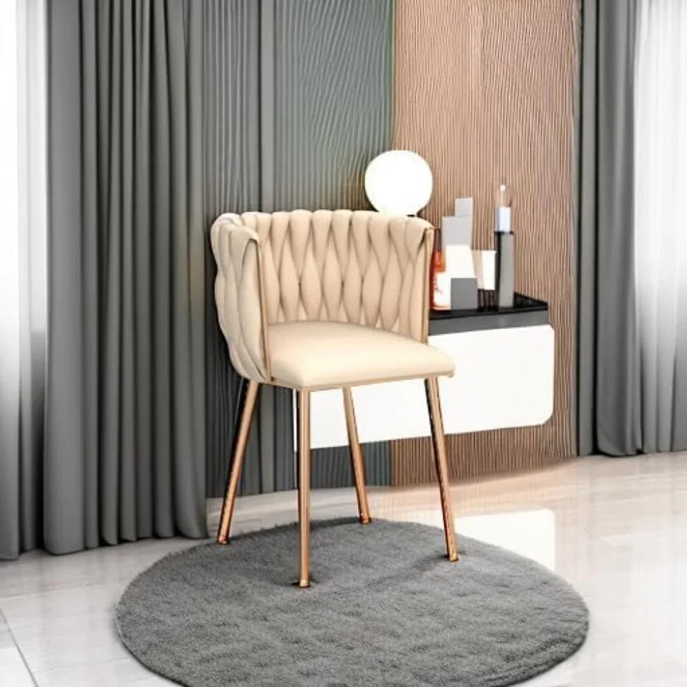 Velvet Dining Chairs Set of 2 with Gold Metal Legs
