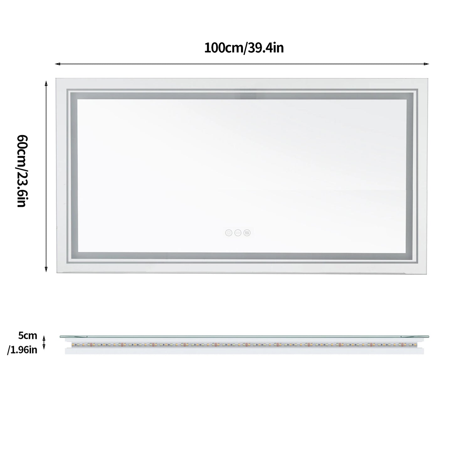 Illuminated LED Bathroom Mirror With Front Backlit Lights