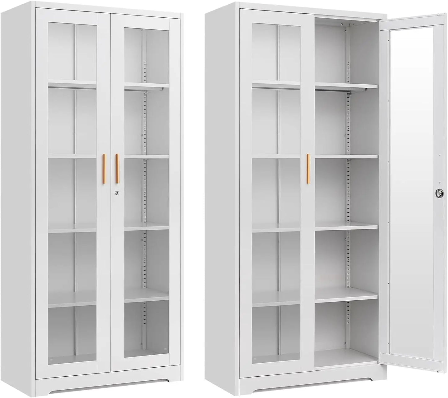 HUANZHUANG Glass Display Cabinet With Lock Curio Doors