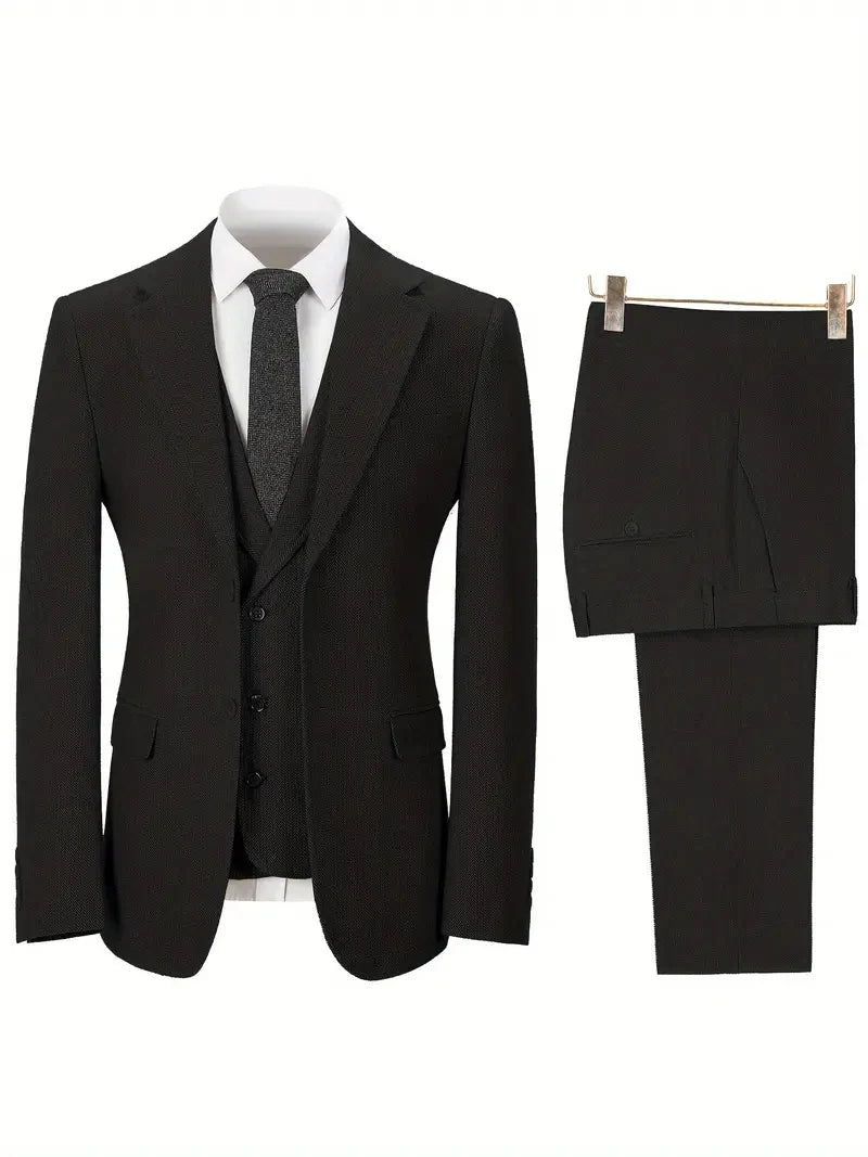 Solovedresscn Retro Tweed 3pc Suit Slim Fit Blazer Pants