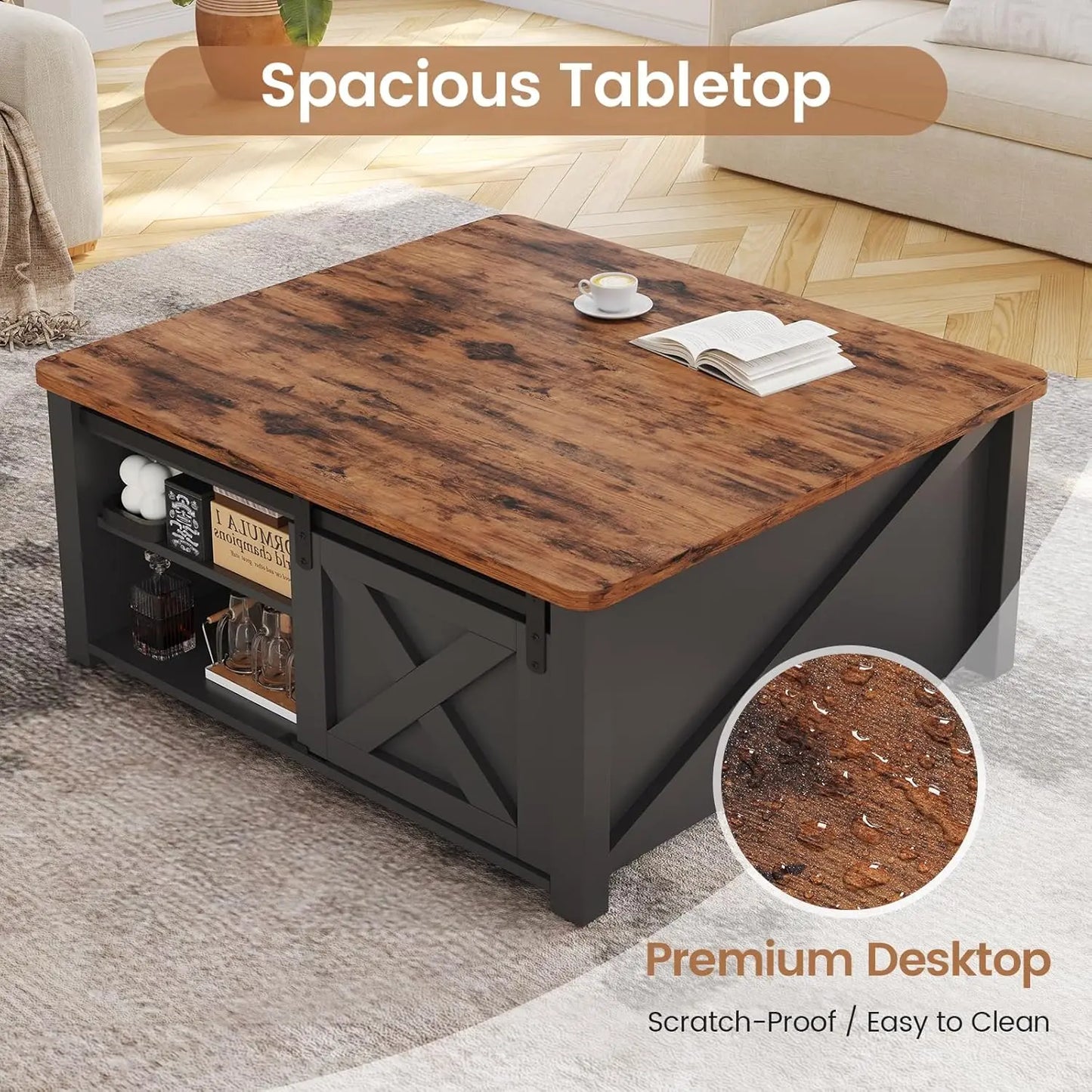 Hign-concerned Lift Top Coffee Table with Storage for Living Room