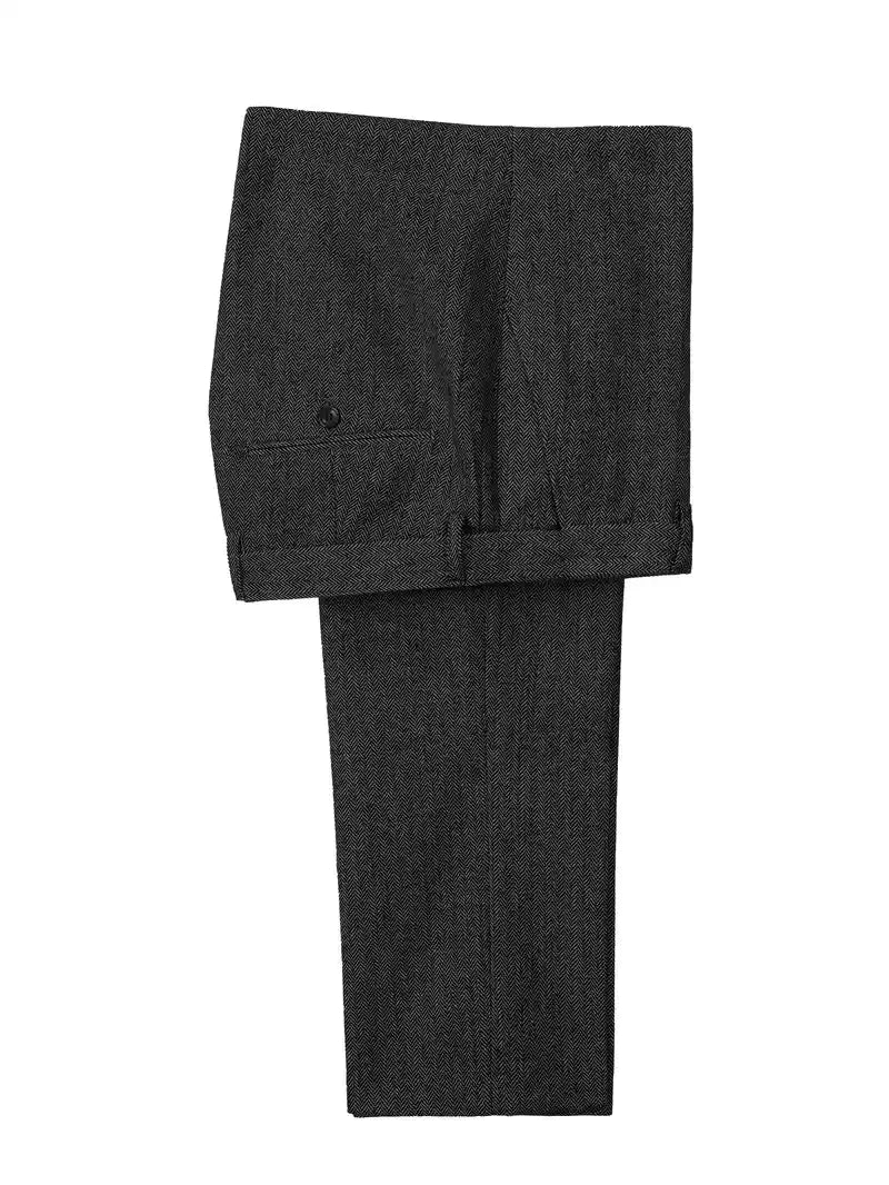 Solovedresscn Retro Tweed 3pc Suit Slim Fit Blazer Pants