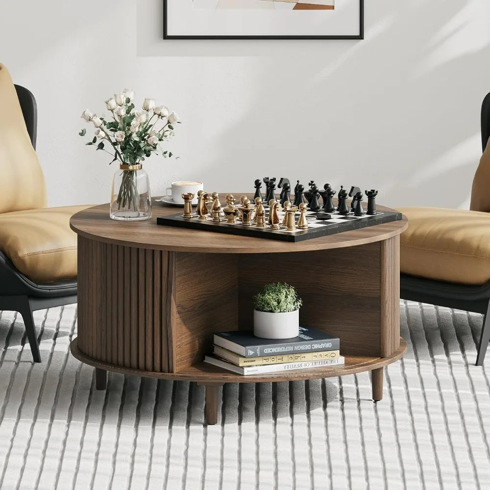 Round Coffee Table with Storage by Brand Name for Living Room