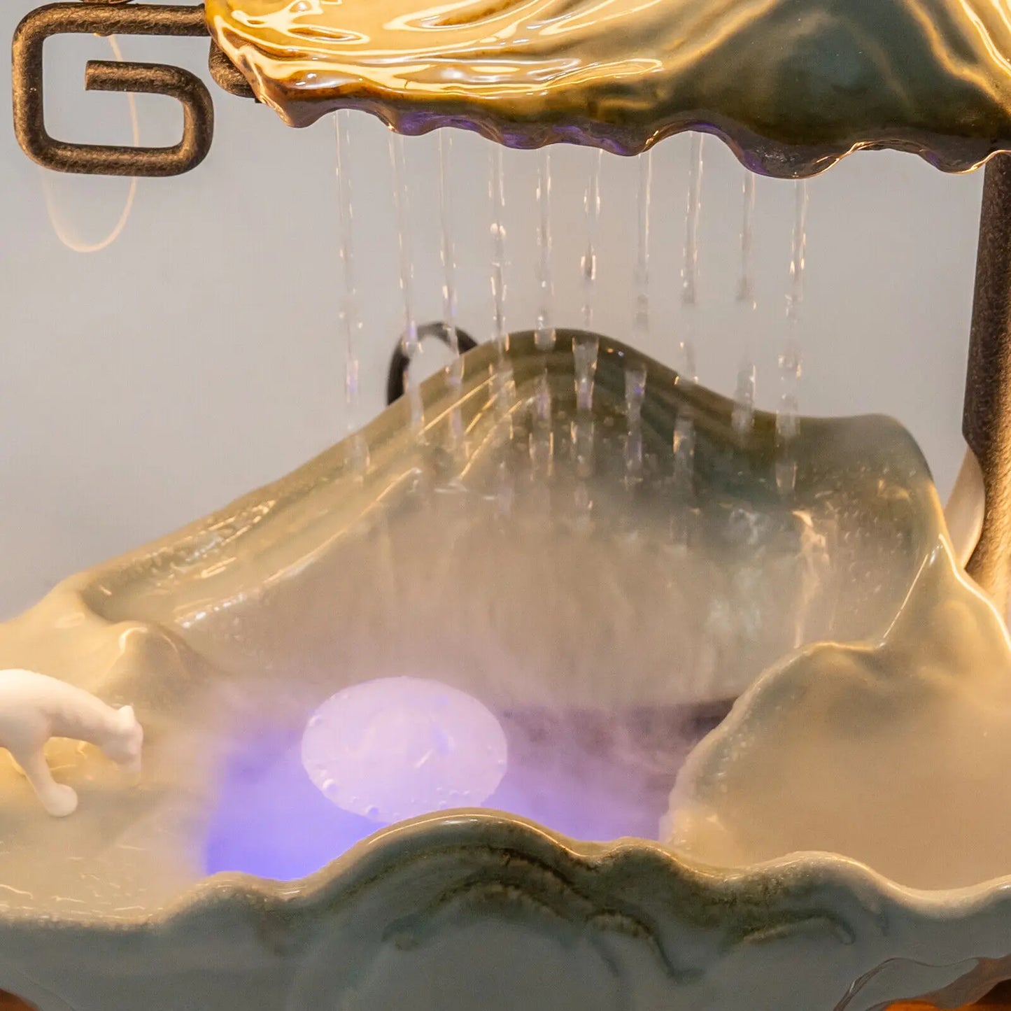 Tabletop Water Fountain LED Mist Decor For Meditation