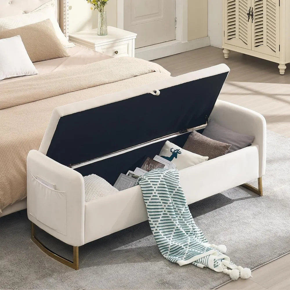 Angduo Velvet Storage Ottoman Bench With Tufted Upholstery