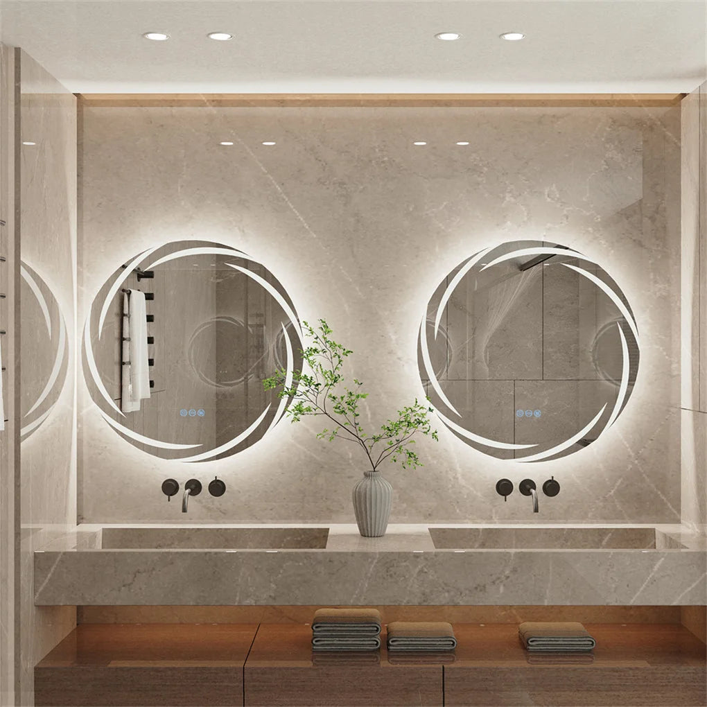 Anti Fog LED Round Bathroom Mirror With Backlit Illumination