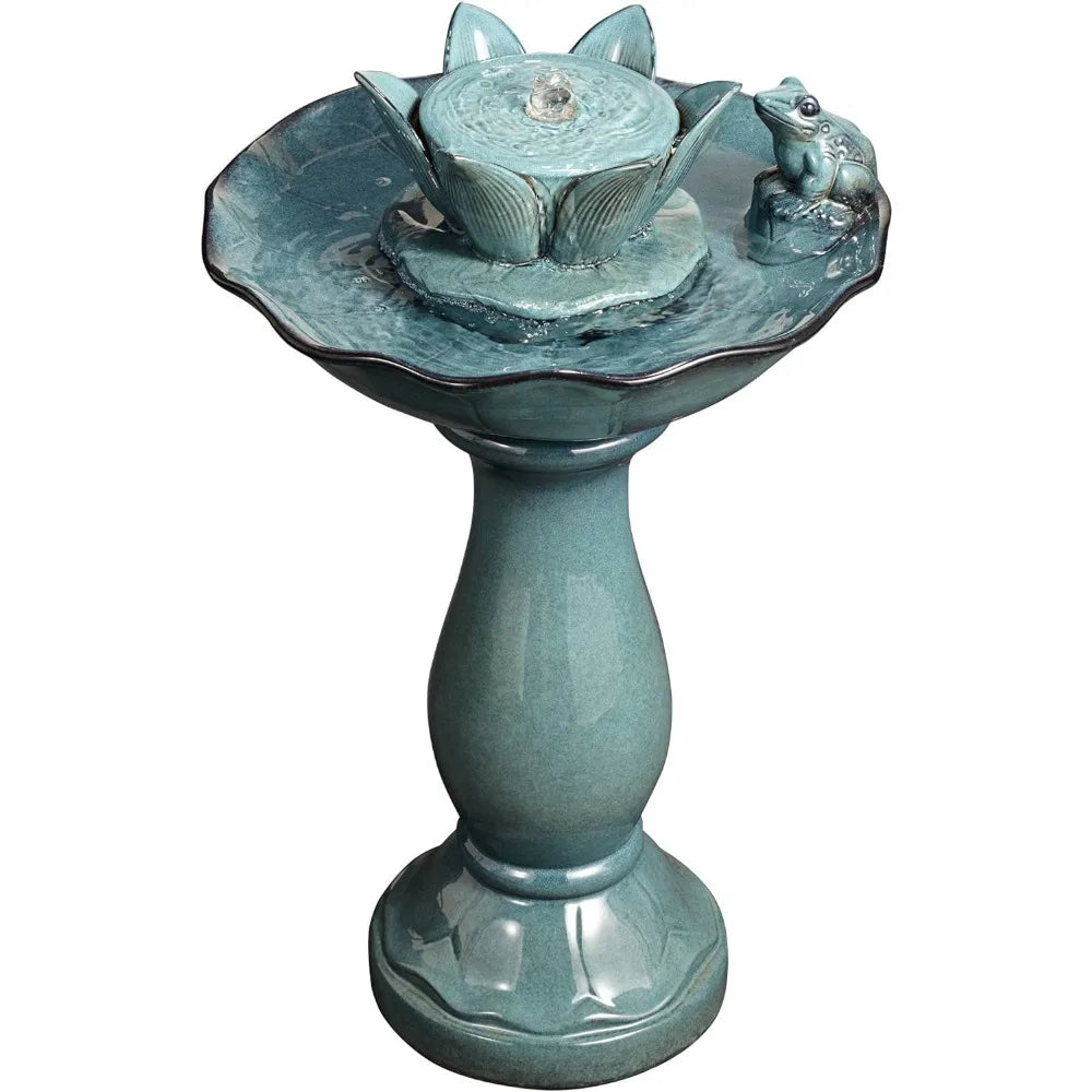 Lamps Plus Pleasant Pond Frog Ceramic Floor Fountain