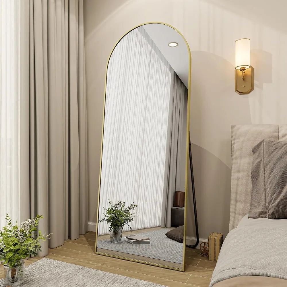 HUANZHUANG Arched Floor Mirror With Stand Home Decor