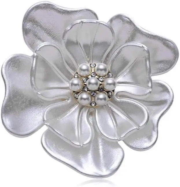 Elegant Plum Blossom Enamel Brooch Pin Gold Plated Flower