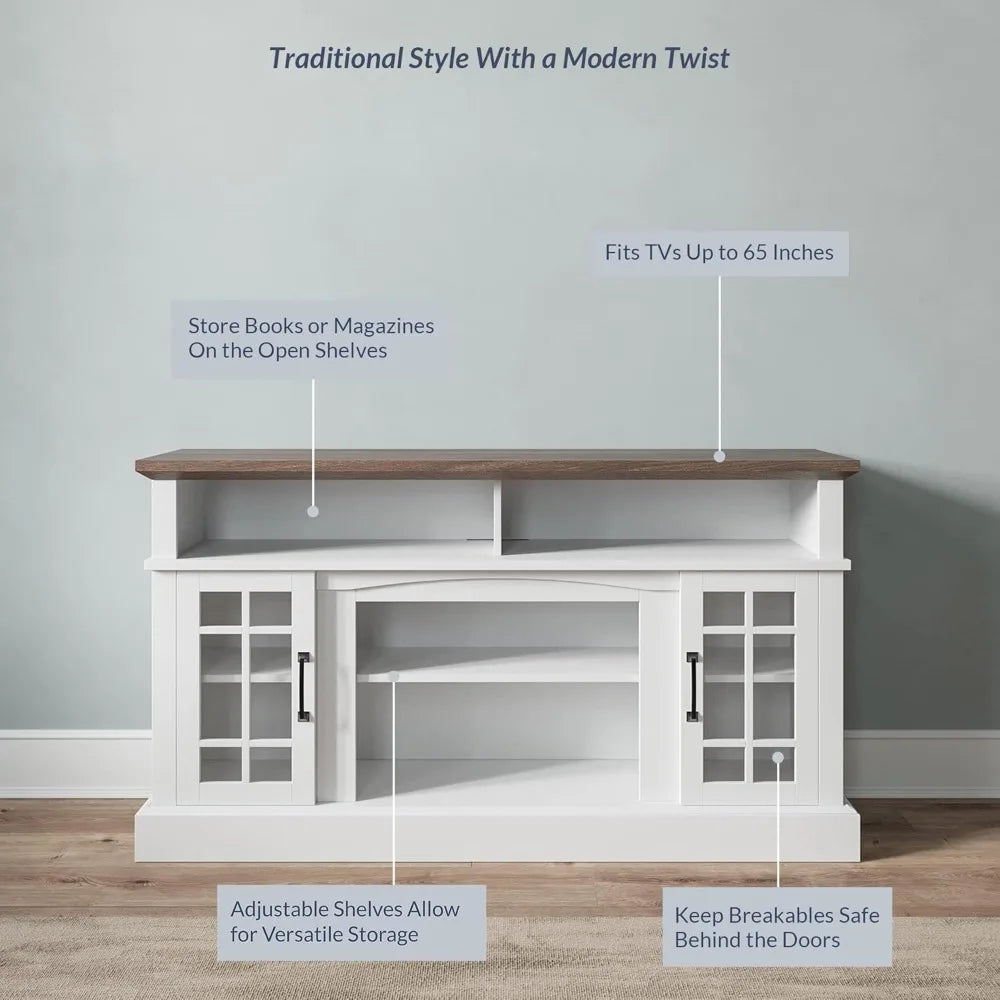 Huanzhuang Rustic Wood TV Stand Modern Media Console