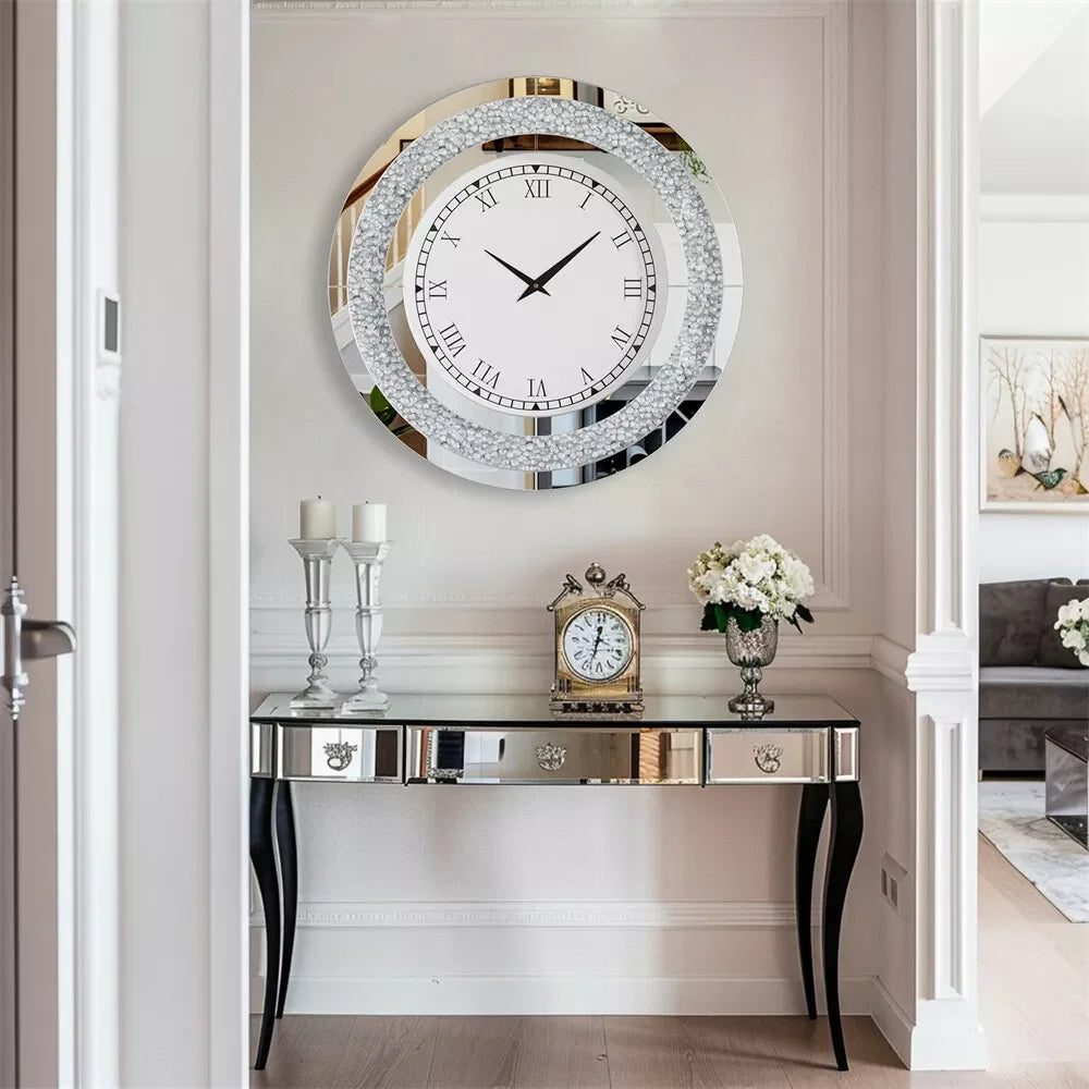 LUVODI Diamond Crystal Wall Clock Modern Living Room