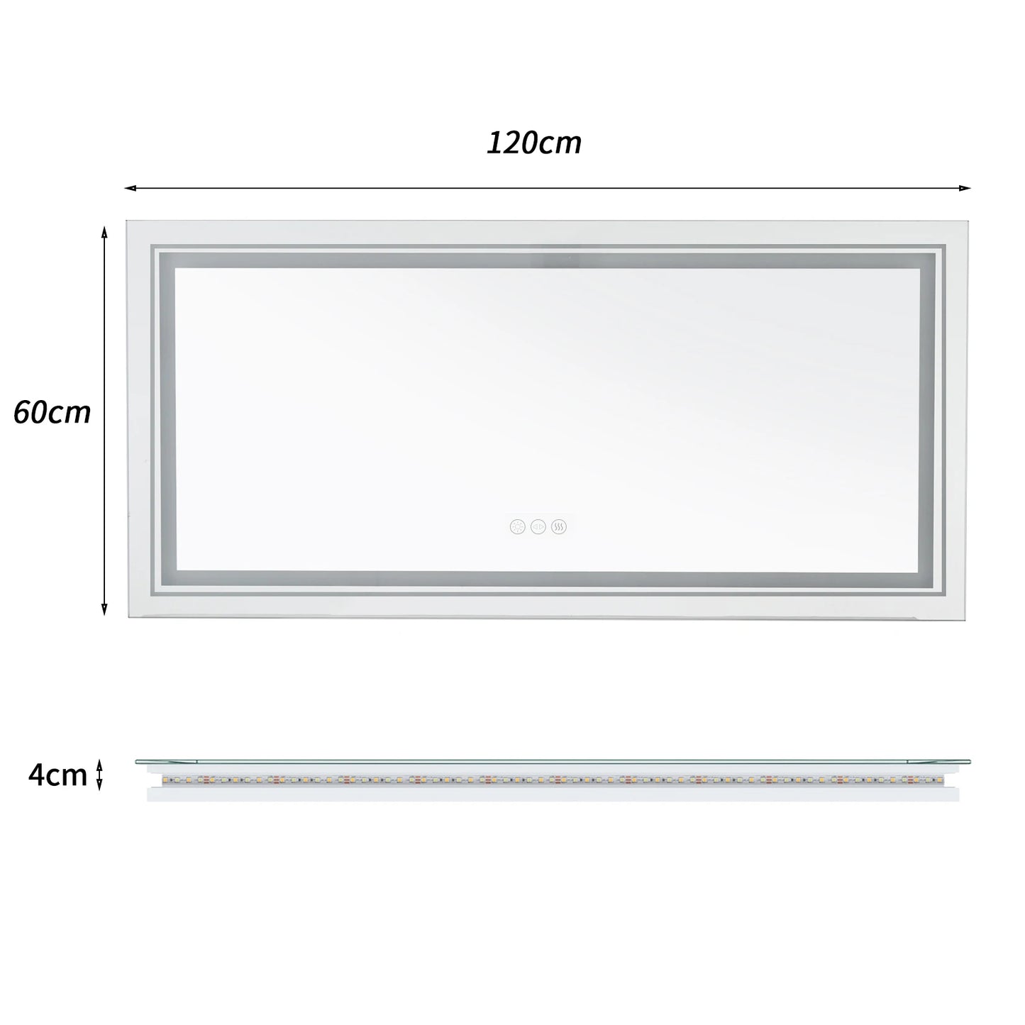 Illuminated LED Bathroom Mirror With Front Backlit Lights