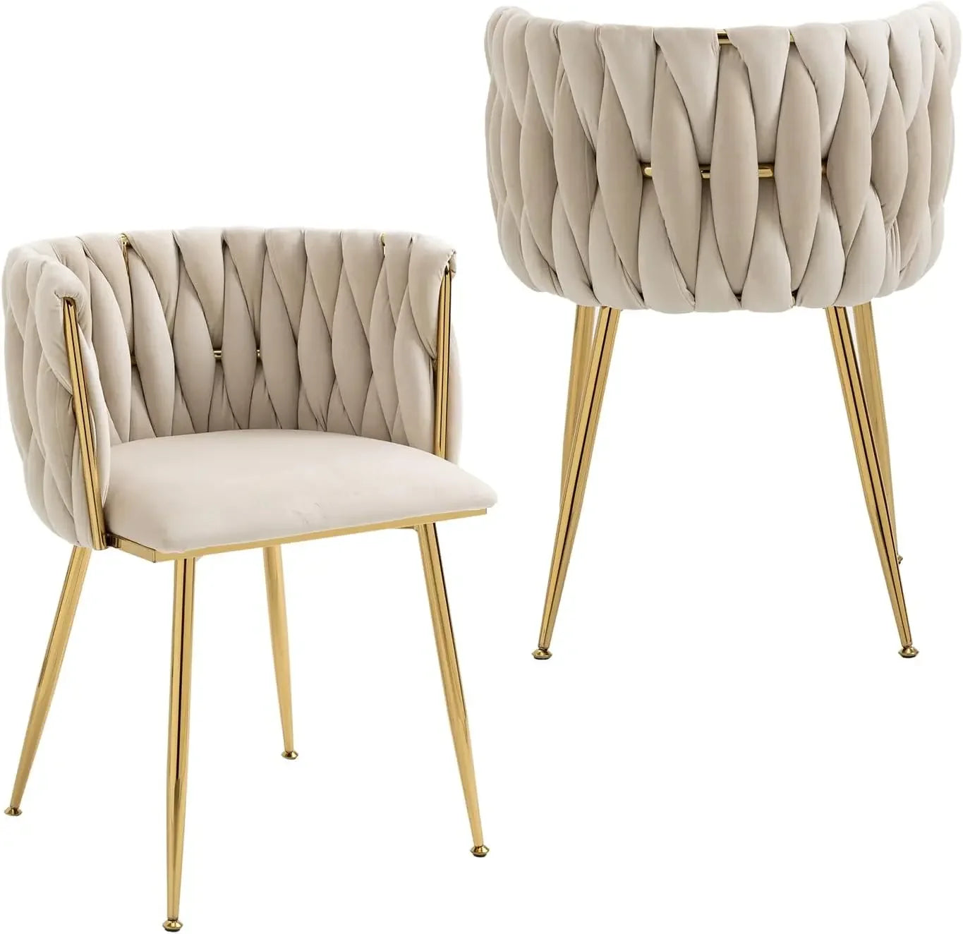 Velvet Dining Chairs Set of 2 with Gold Metal Legs