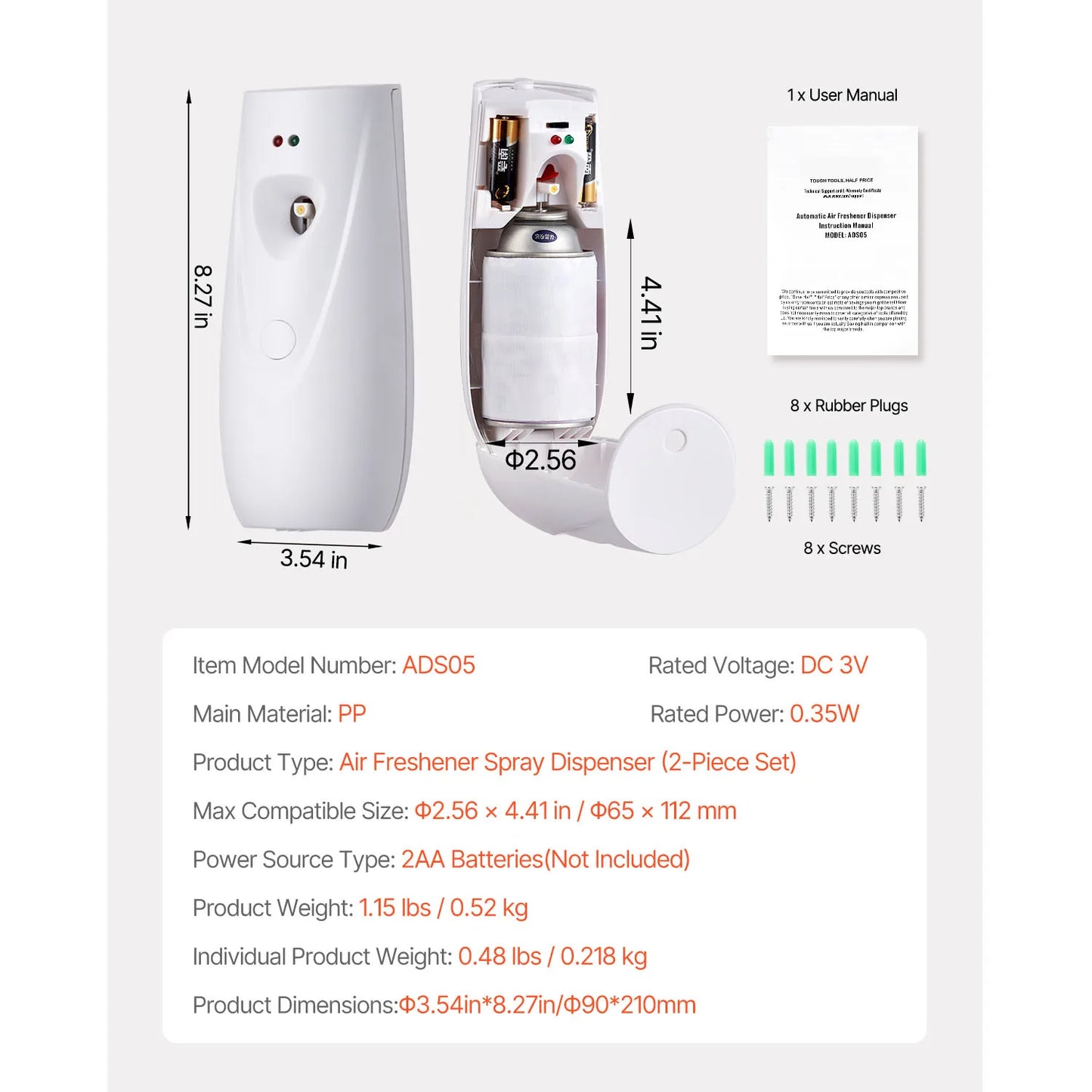 VEVOR Automatic Air Freshener Dispenser Two Pack For Home