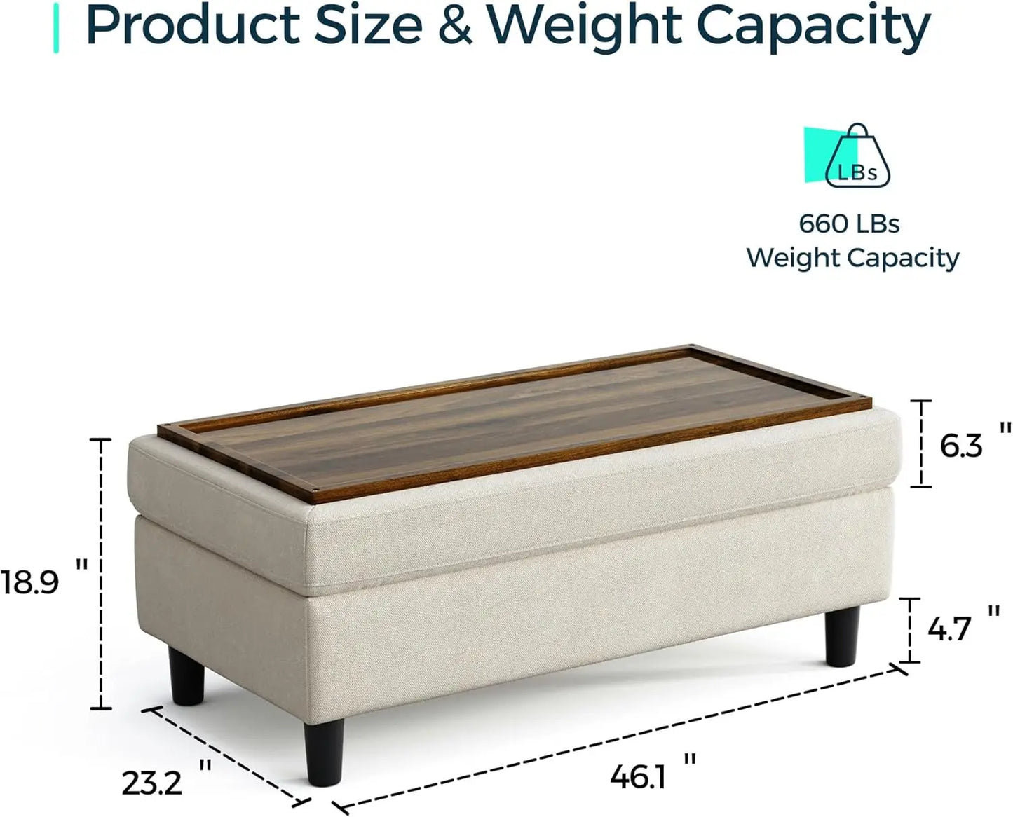 Cheervilla Storage Ottoman Bench Linen Coffee Footstool