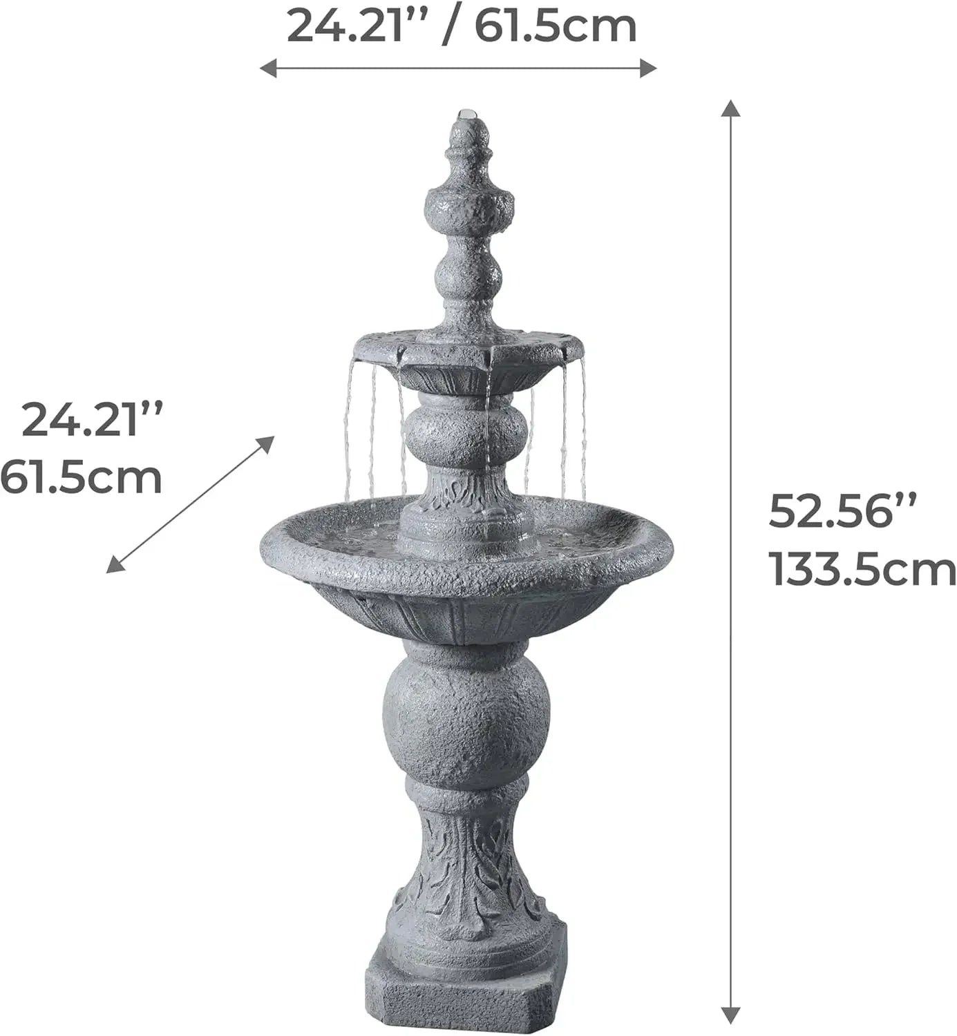 XMSJ Outdoor Two Tier Water Fountain With Icy Stone Texture