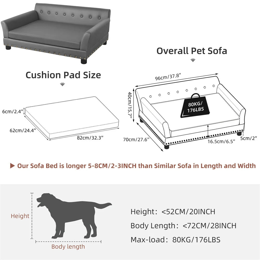 BORWARTC Heavy Duty Pet Sofa Cushioned Dog Bed Lounge