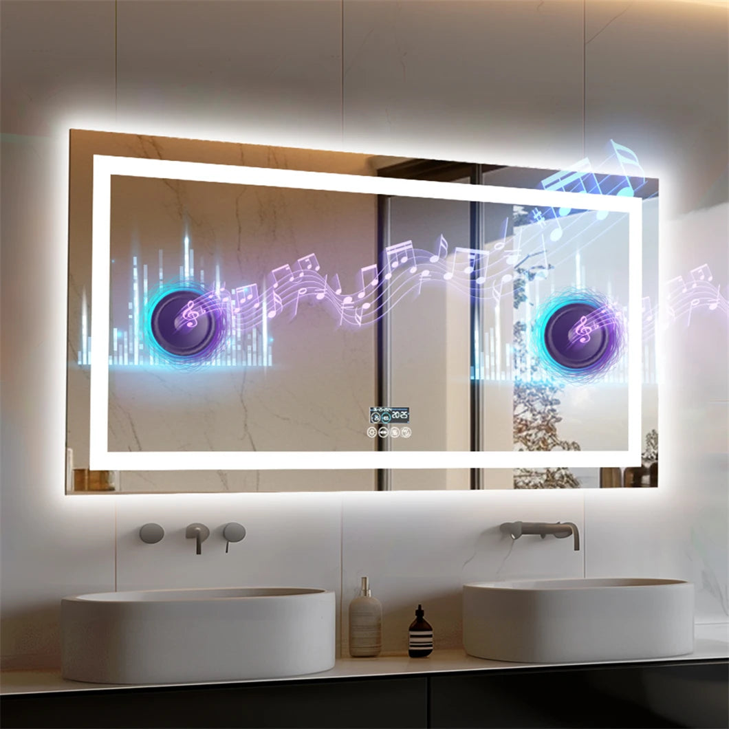 Borwart Led Vanity Mirror With Bluetooth Digital Display