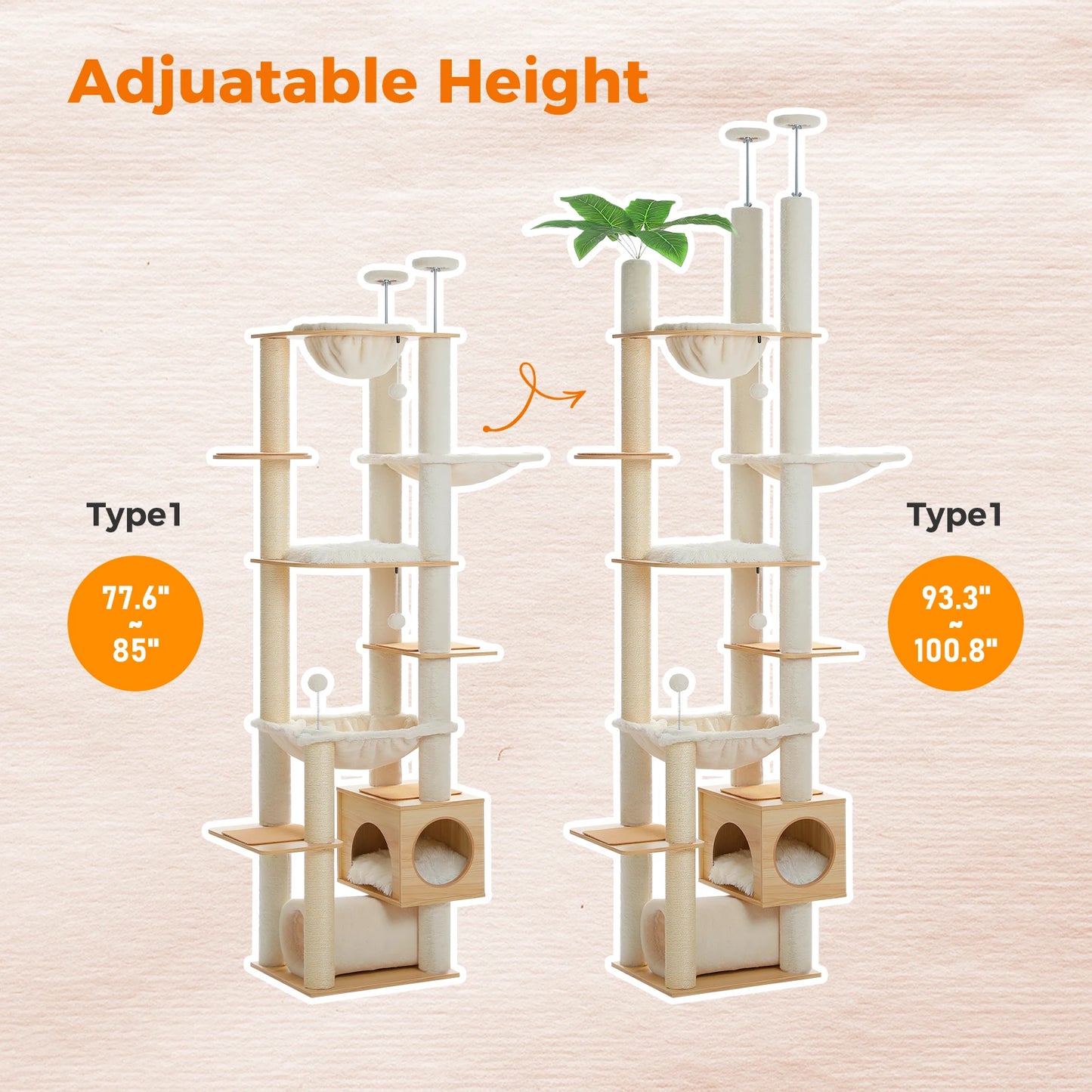 PAWZ Road Floor To Ceiling Cat Tree With Scratching Posts