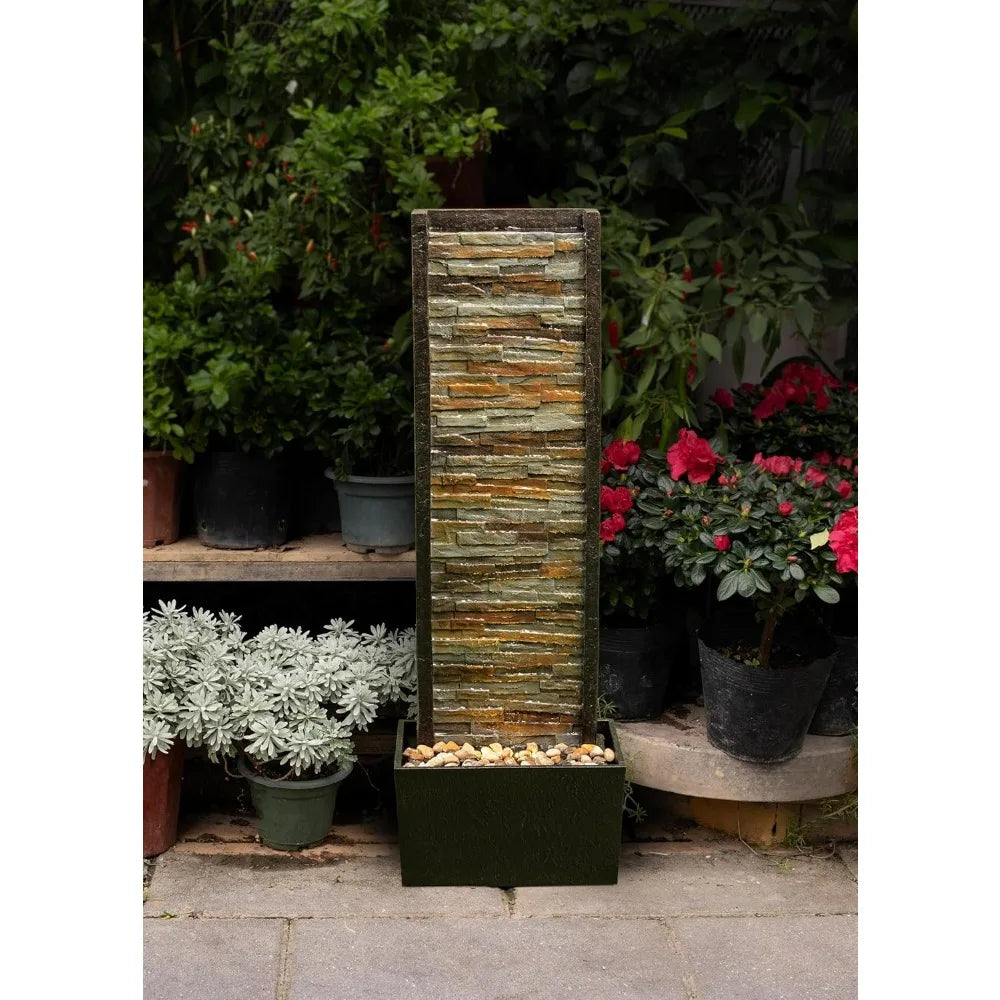 ChengPin Illuminated Outdoor Stone Cascade Fountain