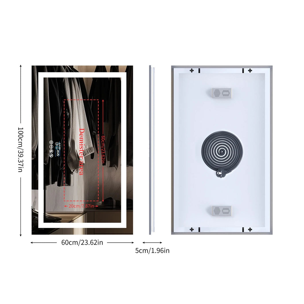 Borwart Led Vanity Mirror With Bluetooth Digital Display
