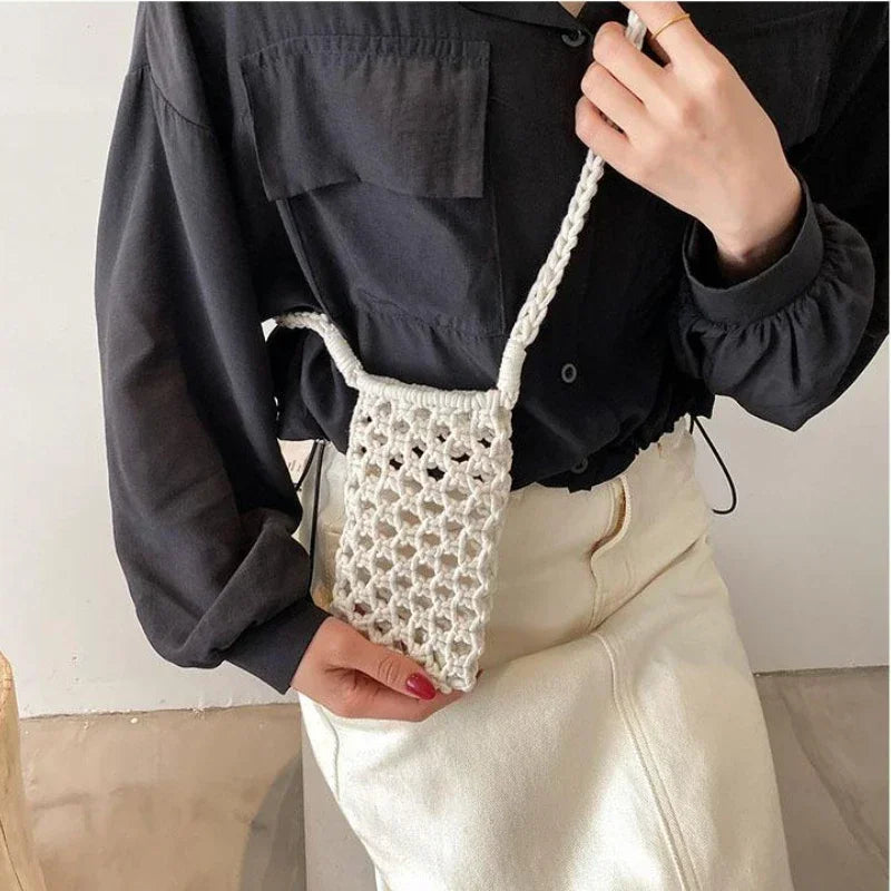 Crossbody Straw Bag Crochet Lightweight Shoulder Bag