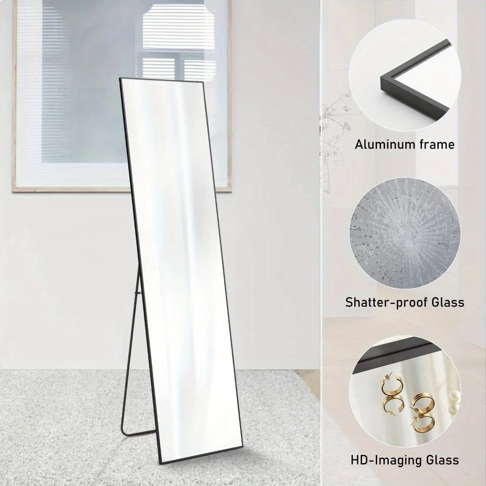Hignconcerned Aluminum Framed Floor Mirror Freestanding
