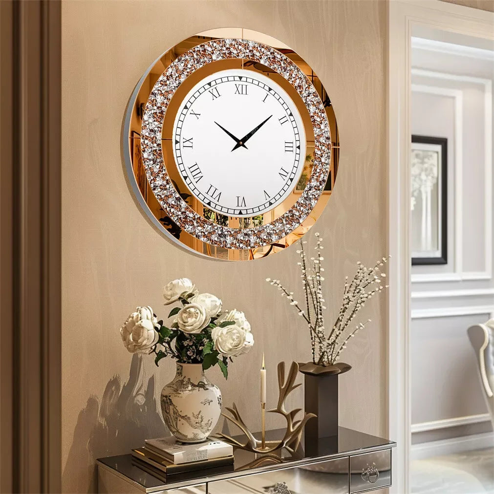LUVODI Diamond Crystal Wall Clock Modern Living Room