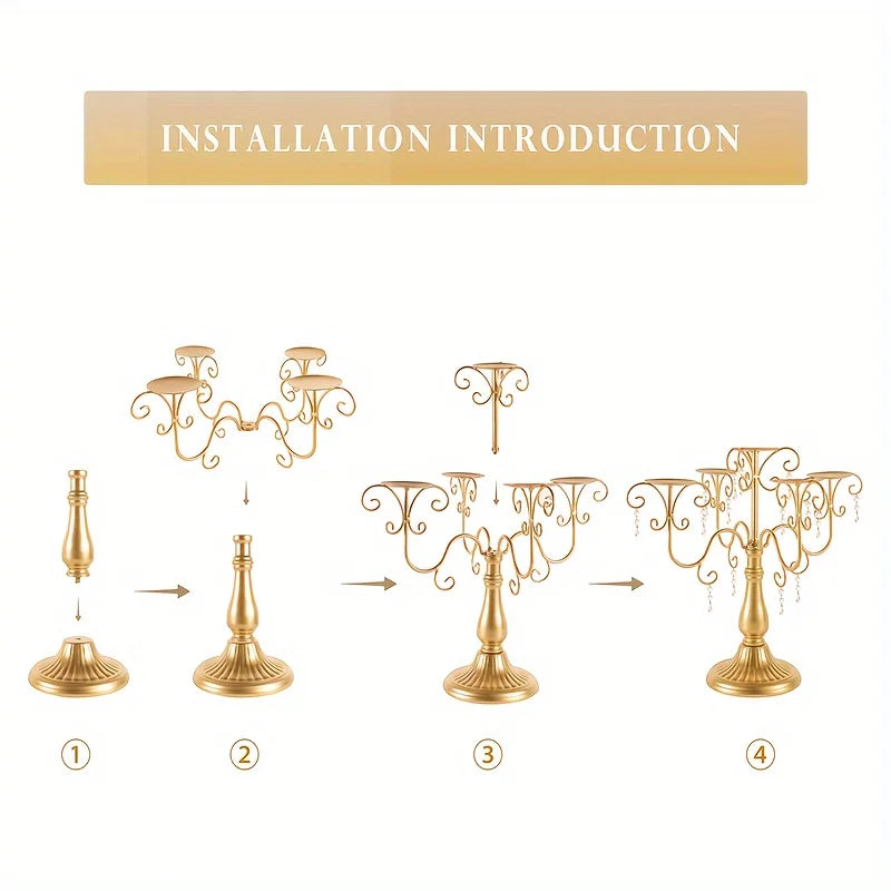 Modern Iron Five Arm Candle Holder Centerpiece For Decor