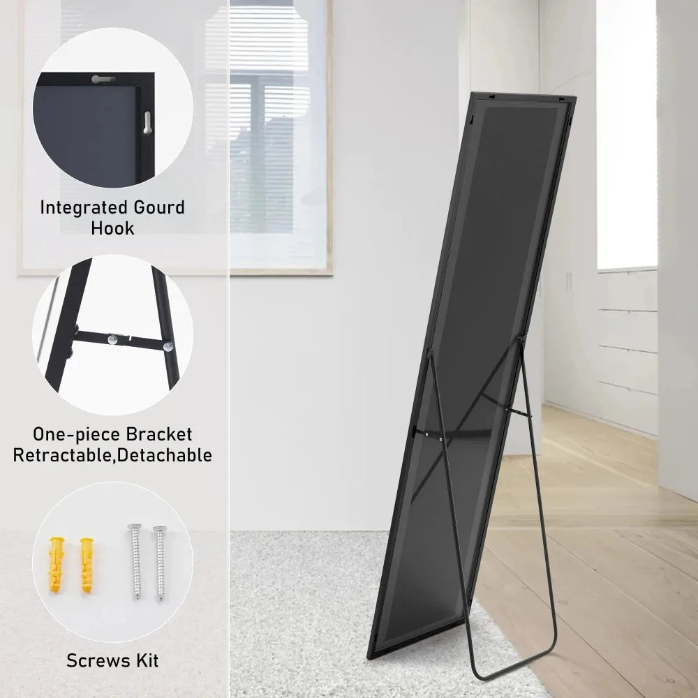 Hignconcerned Aluminum Framed Floor Mirror Freestanding