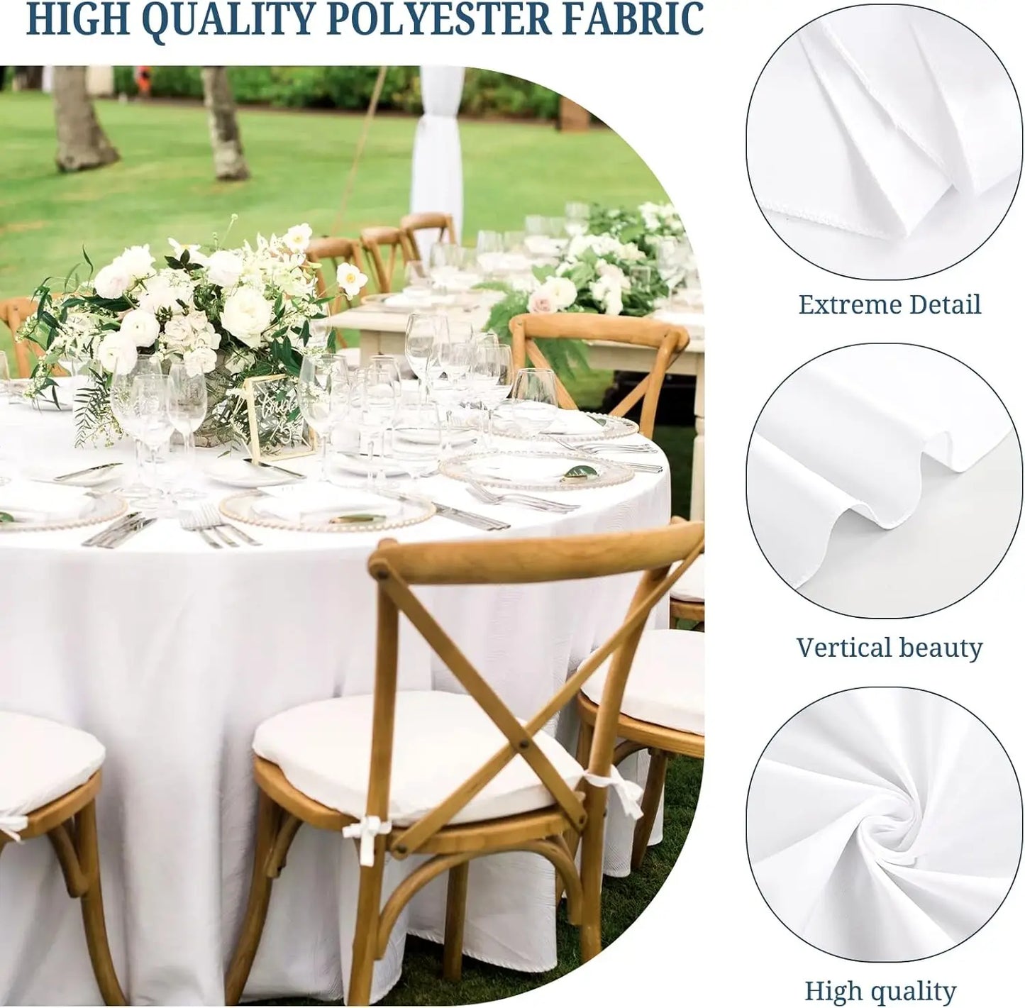 XMSJ 10 Packs Premium Round Tablecloths Washable Polyester