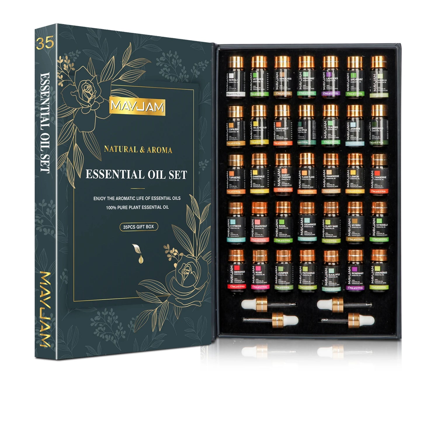 MAYJAM 35 Piece Essential Oil Set for Diffusers and Soaps