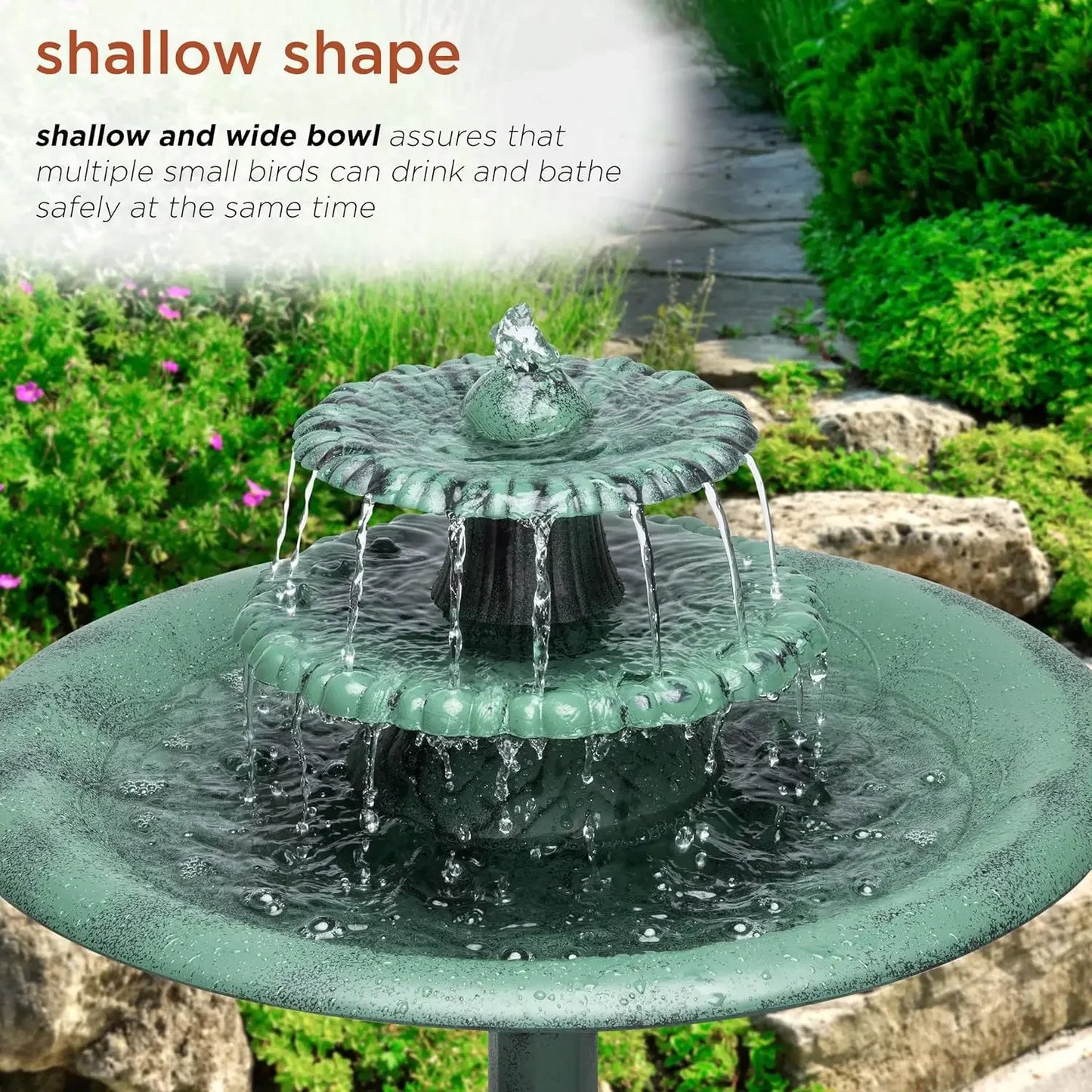 XMSJ Outdoor Floor Pedestal Water Fountain And Birdbath
